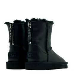 UGG Kids Classic Short Zip Leather Black
