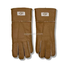 UGG Женские Кожаные Перчатки Коричневые