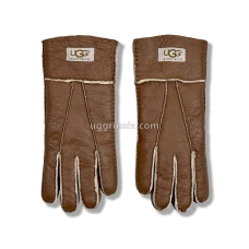 UGG Перчатки Кожаные Женские Коричневые