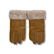 UGG Перчатки Кожаные Женские Коричневые