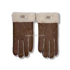 UGG Перчатки Кожаные Женские Коричневые