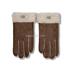 UGG Перчатки Кожаные Женские Коричневые