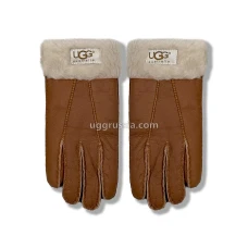 UGG Перчатки Кожаные Женские Коричневые