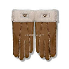 UGG Перчатки Кожаные Женские Коричневые