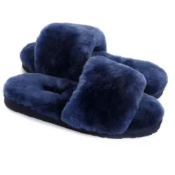 UGG Fluff Slide Slippers Navy Blue