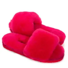 UGG Fluff Slide Slippers Rose Red